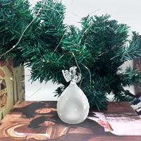 Décoration d'ange en verre blanc avec lumière LED pour Noël, décoration de table suspendue