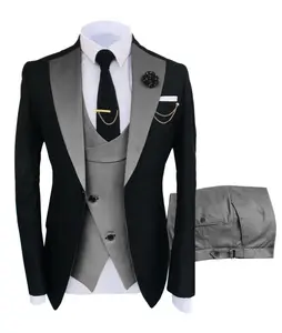 Blazer masculino formal com lapela, moda de 3 peças, conjunto de duas peças, casamento, formal, terno masculino