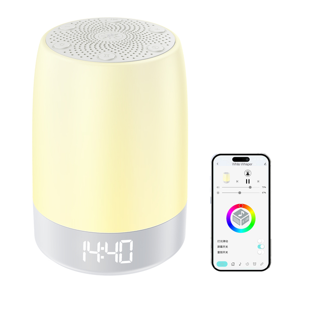 Natural Sound Speaker White Noise Machine 7 Colors Night Light 32 Soothing Sounds App Controlled Sleeping Aid Household