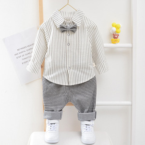 Vêtements pour enfants en gros, bébé garçon de 1 à 3 ans, printemps automne, style britannique, motif à carreaux, tissu en coton, costume trois pièces, <span class=keywords><strong>gilet</strong></span> - Product Image 6