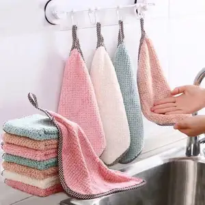 专业廉价超细纤维清洁布可洗厨房毛巾吸水珊瑚绒洗碗巾