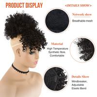 Perruques queue de cheval bouclées pour femmes noires, petits bonnets, chignons courts, pinces à cheveux pour filles, franges, postiches afro, chignons hauts synthétiques