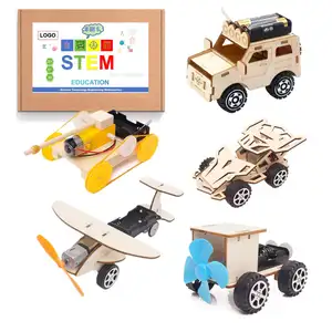 MI 3D拼图5合1杆玩具套装儿童教育科学套装教育DIY太阳能木制电子玩具