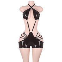 Vêtements de danse exotiques en cuir verni, shorts à lacets, bodys, sous-vêtements de pole dance, tenues de club de qualité pour service aux tables, costumes de scène