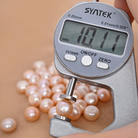 Perles de culture d'eau douce naturelles, rose pêche, 10-10,5 mm, à dos plat, en forme de bouton, haute brillance, pour clous de luxe