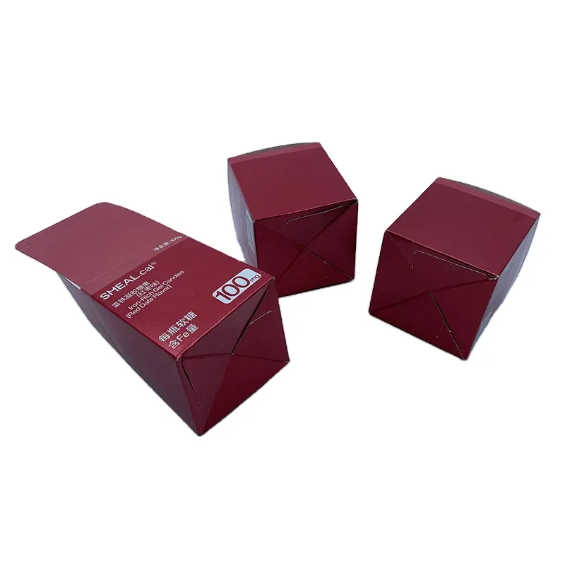 Elegant Wholesale Recyclable Red Printing Spot UV Texture Craft Packaging Hard Cardboard Eye Drop Pill Condoms Packaging Box