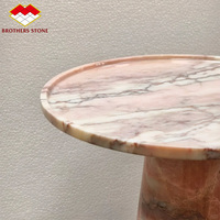 Table basse ronde en marbre crème rose, grande dalle, étanche, moderne et luxueuse, pour villa, hôtel, appartement, utilisation intérieure