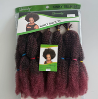 Extensions de cheveux naturels Kinky Bulk 24 pouces 100% fibre coréenne à température moyenne 120g, tissage double trame à la machine, cheveux à tresser noirs africains