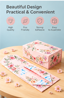 Boîte cadeau pliable à motif floral personnalisé, en carton recyclable, facile à assembler, pour petits cadeaux et accessoires, boîte cadeau pliable