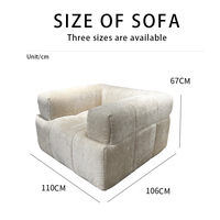 Fauteuil simple sans cadre pour hôtel, en tissu chenille moderne, design plissé carré, garnissage en éponge, compressé sous vide, de l'usine de Foshan
