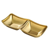 Plat carré en acier inoxydable 304, écologique, de qualité alimentaire, doré, style coréen, pour sauces, trempettes et assaisonnements de fondue