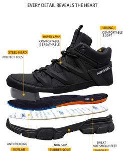 AIMVVSEC OEM <span class=keywords><strong>Scarpe</strong></span> <span class=keywords><strong>Antinfortunistiche</strong></span> Unisex in Pelle Traspirante Super Leggere da 350 Grammi, Punta Composita, Morbide per l'Estate - Product Image 6