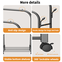 Porte-manteau mobile personnalisable à double tringle avec étagères de rangement à double niveau, porte-vêtements multifonctionnel pour chambre à coucher
