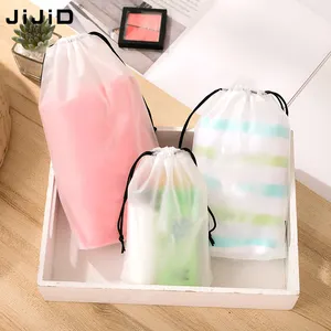 JIJID卸売高品質カスタムクリア包装衣類プラスチック巾着袋再利用可能なフロストドローストリングバッグ