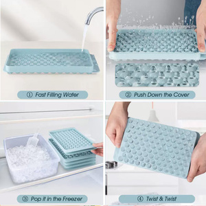 Vente en gros de 104x4 moules à glaçons en forme de boule miniature en plastique sans BPA avec couvercle, <span class=keywords><strong>pelle</strong></span> et pince - Product Image 3