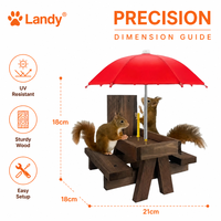Mangeoire à écureuils en bois avec parasol, station d'alimentation créative pour animaux sauvages, pour la décoration de jardin extérieur