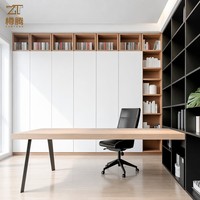 Étagère murale de grande taille pour bureau et maison, sur mesure, style moderne, en bois, avec rangement intégré, bibliothèque, armoire