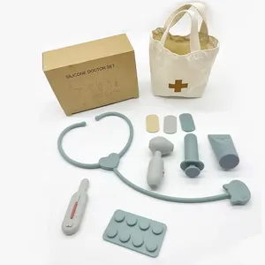 Nouvel ensemble de jeu de docteur en silicone imaginatif classique, jouet de jeu d'infirmière en Silicone d'approbation CPC, kits de docteur en Silicone de jouet de jeu de rôle
