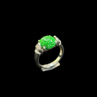 Bague en jadéite naturelle de Birmanie de qualité A, bague ronde sculptée en jadéite verte, pour femme, à porter au quotidien, cadeau en jadéite (avec NGTC)