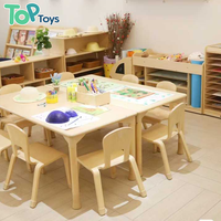 Ensemble table et chaises en bois courbé Montessori moderne pour chambre d'enfant, crèche, garderie, école maternelle, vente en gros d'usine