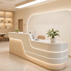 Comptoir de réception moderne en bois de luxe, écologique, pour salons de beauté, cliniques dentaires, formations, caisses pour les vêtements - Product Image 4