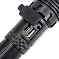 Linterna Lateral LED COB de Aluminio P50 de Largo Alcance, IP44 Impermeable, Zoom Telescópico, Alta Potencia, Recargable por USB-C, para Camping y Actividades al Aire Libre