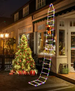 サンタクロースを登るクリスマスデコレーションLEDラダーライト-屋外クリスマス装飾ライト