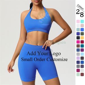 Conjunto de Shorts y Sujetador Deportivos Elásticos de Secado Rápido para Yoga y Entrenamiento para Mujeres y Niñas - Product Image 1