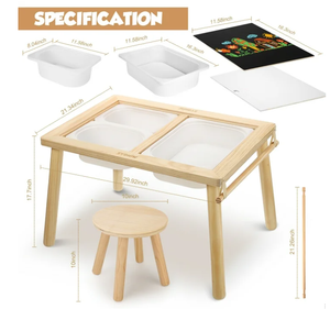 Hot Bán Chất Lượng Cao Trẻ Em Cảm Giác Bàn Ghế Đánh Bóng Gỗ <span class=keywords><strong>Toddler</strong></span> Hoạt Động Bảng Với Lưu Trữ Cho Chơi Nghiên Cứu Ăn Uống - Product Image 6