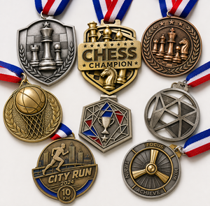 Médailles sportives en métal 3D personnalisées, gravées, collier de médailles or, argent, bronze à vendre - Product Image 1