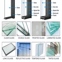 Ventana Corredera de Aluminio para Balcón de Dormitorio, Aislamiento Térmico, Vidrio Hueco, Ventanas Correderas con Mosquitera
