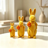 Oster-Deko: Samt-Hasenfiguren-Paar aus Kunstharz für Tischdekoration und als Geschenk