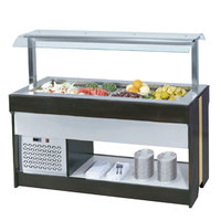 Équipement de réfrigération Buffet 1870mm conteneurs à Double canal comptoir de Bar à salade en bois