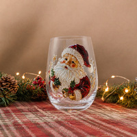 Verre sans pied de Noël, imprimé vintage Père Noël et rennes, gobelet en verre transparent, décoration de fête, cadeau pour les boissons