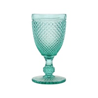 Vente d'usine gobelets bleus 8oz tasses à eau en verre verrerie colorée conception de diamant rond boire verres à vin de mariage gobelets