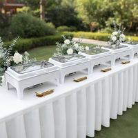 Chauffe-Plats de Luxe Nouveauté pour Restaurants, Grands Réchauds en Verre, Ensemble Buffet, Chauffe-Plats 9L, Plats de Service Blancs pour la Restauration
