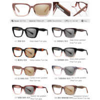 Lunettes photochromiques pour femmes MS 81719, monture carrée géométrique, style chic dégradé avec branches minimalistes