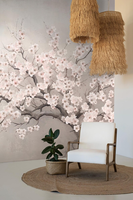 Papier peint mural photo imprimé Nature 3D Décoration murale Art Autocollant Arbre de cerisier en fleurs Papier peint mural Décoration de la maison