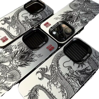 Coques de téléphone IMD avec motif de dragon chinois au laser pour Samsung S24/S23/S22 Ultra Note 20Ultra A54, coque argentée pour téléphones portables