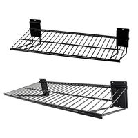 Étagère en treillis métallique réglable à fixer au mur, organisateur en métal noir, solution de rangement pour la cuisine, la salle de bain, le placard