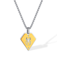 Hip Hop personnalisé géométrique araignée motif Dogtag noir Scorpion pendentif collier mode acier inoxydable hommes bijoux