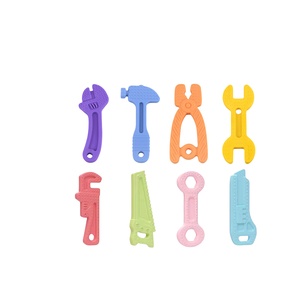 Household hammer wrench shape teething toy set bisphenol a free food grade silicone baby chewing toy four-piece set - Product Image 2