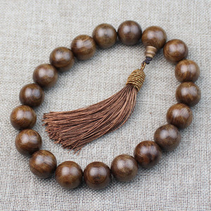 Golden Sandalwood Beaded Prayer Bracelet With Tassel 10mm Unisex Fashion Jewelry For Meditation And <b>Car</b> <b>Decor</b> - Product Image 1
