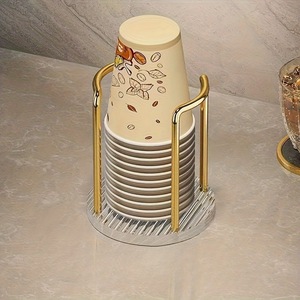Portavasos Plegable de Lujo de Doble Nivel de Acrílico para Montar en la Pared, Soporte para Almacenamiento de Papel y Pajitas Desechables, para Uso en la Cocina - Product Image 6