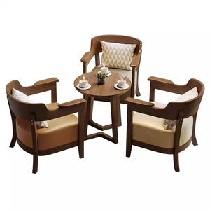 Canapé de réception commercial moderne en bois massif personnalisable, salon de thé, bar à livres, table et chaise de café - Product Image 5