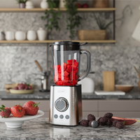 Blender électrique RANBEM 1,5 L en verre avec jarre en acier inoxydable, moteur en cuivre, 3 menus prédéfinis, sans BPA, 500 W, pour la maison