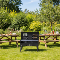 Barbecue au charbon de bois pliable moderne en fonte, facile à assembler, avec télécommande - Barbecue de camping extérieur sans fumée