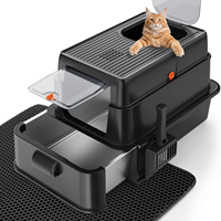 Nouvelle conception, bac à litière carré en acier inoxydable, grand bac à litière fermé, capacité de 85 L, bac à litière pour animaux de compagnie, facile à nettoyer, contrôle des odeurs, accessoires pour chats