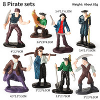 8 sortes de petites figurines de 2.5 à 3 pouces en plastique Pirate Model Toy 3d Pvc Figurines