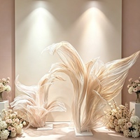 Grande sculpture d'installation en organza sur mesure, motif vague, pour toile de fond de scène de mariage, vitrine de centre commercial, hall d'hôtel, grandes décorations florales et accessoires